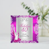 Invitation Fabuleux 40 40e anniversaire fête Chaussures roses (Debout devant)
