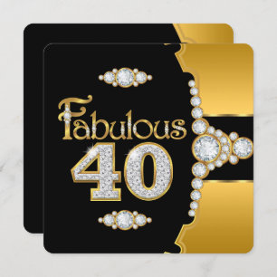 Invitation Fabuleux 40 40e anniversaire Gold Black Diamond