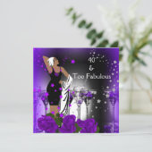 Invitation Fabuleux 40 40e anniversaire Purple Roses Boissons (Debout devant)