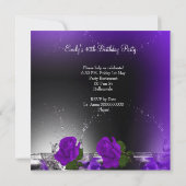 Invitation Fabuleux 40 40e anniversaire Purple Roses Boissons (Dos)