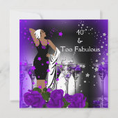 Invitation Fabuleux 40 40e anniversaire Purple Roses Boissons (Devant)