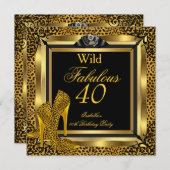 Invitation Fabuleux 40 40e Anniversaire Soirée Gold Wild Leop (Devant / Derrière)