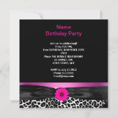 Invitation Fabuleux 40 Anniversaire Fête Chaud Pink Leopard (Dos)