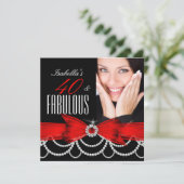 Invitation Fabuleux 40 Black Black Pearl photo Anniversaire (Debout devant)