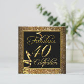 Invitation Fabuleux 40 Celebration Gold Black Anniversaire (Debout devant)