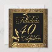 Invitation Fabuleux 40 Celebration Gold Black Anniversaire (Devant)