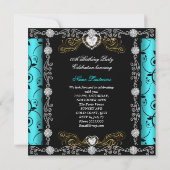 Invitation Fabuleux 40 Damask Turquoise Black Silver 40e anni (Dos)