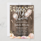 Invitation Fabuleux 40 Elégant Floral Queen 40e Anniversaire (Devant)