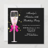 Invitation Fabuleux 40 Hot Pink Gold Bubbles Parties scintill (Dos)