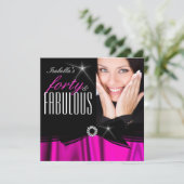 Invitation Fabuleux 40 Hot rose Soie Noir élégant Anniversair (Debout devant)