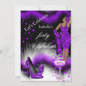 Invitation Fabuleux 40 Lady Purple Champagne Anniversaire (Devant)