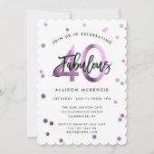 Invitation Fabuleux 40 | Lilac moderne violet brossé Annivers (Devant)