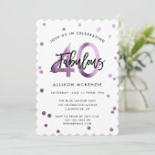 Invitation Fabuleux 40 | Lilac moderne violet brossé Annivers (Debout devant)