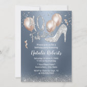 Invitation Fabuleux 40 moderne Dusty Blue Girl 40e anniversai (Devant)