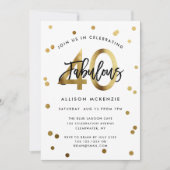 Invitation Fabuleux 40 | Moderne Elegant Or Brossé Anniversai (Devant)