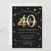 Invitation Fabuleux 40 | Moderne Elegant Or Style Anniversair (Devant)