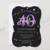 Invitation Fabuleux 40 | Moderne Elegant Purple fête d'annive (Devant)