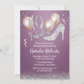 Invitation Fabuleux 40 moderne violet fille 40e anniversaire (Devant)