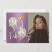Invitation Fabuleux 40 moderne violet photo 40e anniversaire (Devant)