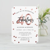 Invitation Fabuleux 40 | Or Rose moderne brossé Anniversaire (Debout devant)