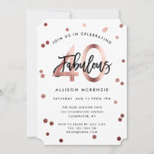 Invitation Fabuleux 40 | Or Rose moderne brossé Anniversaire (Devant)