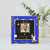 Invitation Fabuleux 40 Photo Blue Gold Champagne talons (Debout devant)