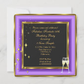 Invitation Fabuleux 40 Photo Purple Gold Champagne Heels 2 (Dos)