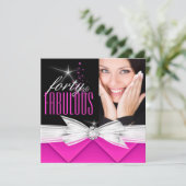 Invitation Fabuleux 40 Photo Rose noir blanc Elegant Party 3 (Debout devant)