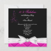 Invitation Fabuleux 40 Photo Rose noir blanc Elegant Party 3 (Dos)