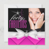 Invitation Fabuleux 40 Photo Rose noir blanc Elegant Party 3 (Devant)
