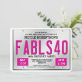 Invitation Fabuleux 40 Plaque de licence Anniversaire Invitat (Debout devant)