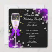 Invitation Fabuleux 40 Purple Heels Gold Bubbles Anniversaire (Dos)