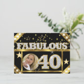 Invitation Fabuleux 40 Retro Glamor Hollywood Gold Photo 4 (Debout devant)