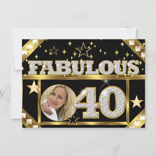Invitation Fabuleux 40 Retro Glamor Hollywood Gold Photo 4 (Devant)