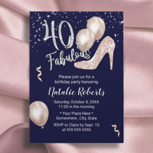 Invitation Fabuleux 40 Rose Gold High Heel 40e Anniversaire M