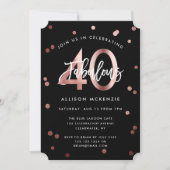 Invitation Fabuleux 40 | Rose moderne Gold élégant Anniversai (Devant)