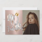 Invitation Fabuleux 40 Rose moderne Gold Photo Queen Annivers (Devant)