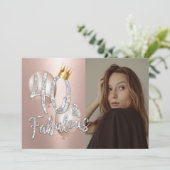 Invitation Fabuleux 40 Rose moderne Gold Photo Queen Annivers (Debout devant)