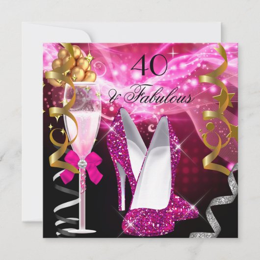 Invitation Fabuleux 40 talons de Parties scintillant rose cha (Devant)