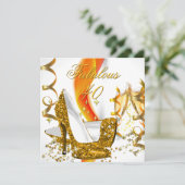 Invitation Fabuleux 40 Woman's Gold High Heel fête d'annivers (Debout devant)