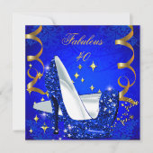 Invitation Fabuleux 40 Woman's Royal Blue Gold talons Anniver (Devant)