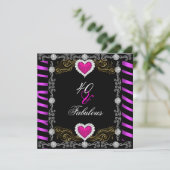 Invitation Fabuleux 40 Zebra Pink Black Silver 40e fête (Debout devant)