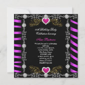 Invitation Fabuleux 40 Zebra Pink Black Silver 40e fête (Dos)