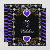 Invitation Fabuleux 40 Zebra Purple Black Silver 40e fête (Devant / Derrière)