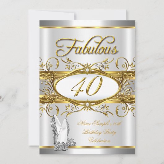 Invitation Fabuleux 40e anniversaire Gold Silver talons hauts (Devant)