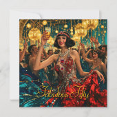 Invitation Fabuleux 50 1920 Art déco flapper Bijou rouge (Devant)