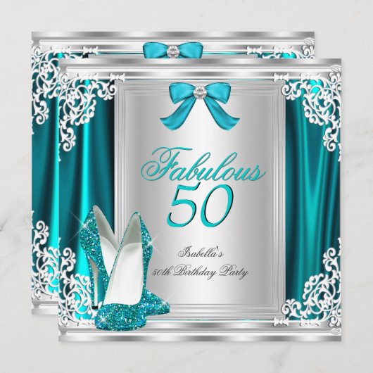 Invitation Fabuleux 50 50e anniversaire de fête Chaussures Tu (Devant / Derrière)