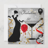 Invitation Fabuleux 50 50e Anniversaire Party Déco Lady Red 2 (Devant)