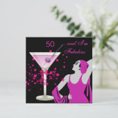 Invitation Fabuleux 50 50e fête d'anniversaire Diva Rose Noir (Debout devant)