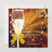 Invitation Fabuleux 50 Anniversaire Champagne Gold Black (Devant)